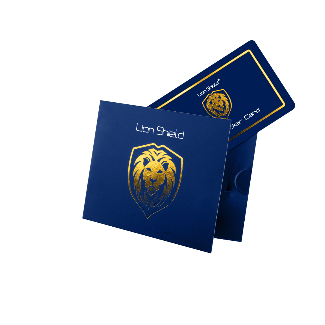 RFID Blocker Karte mit Verpackung vorne Blau