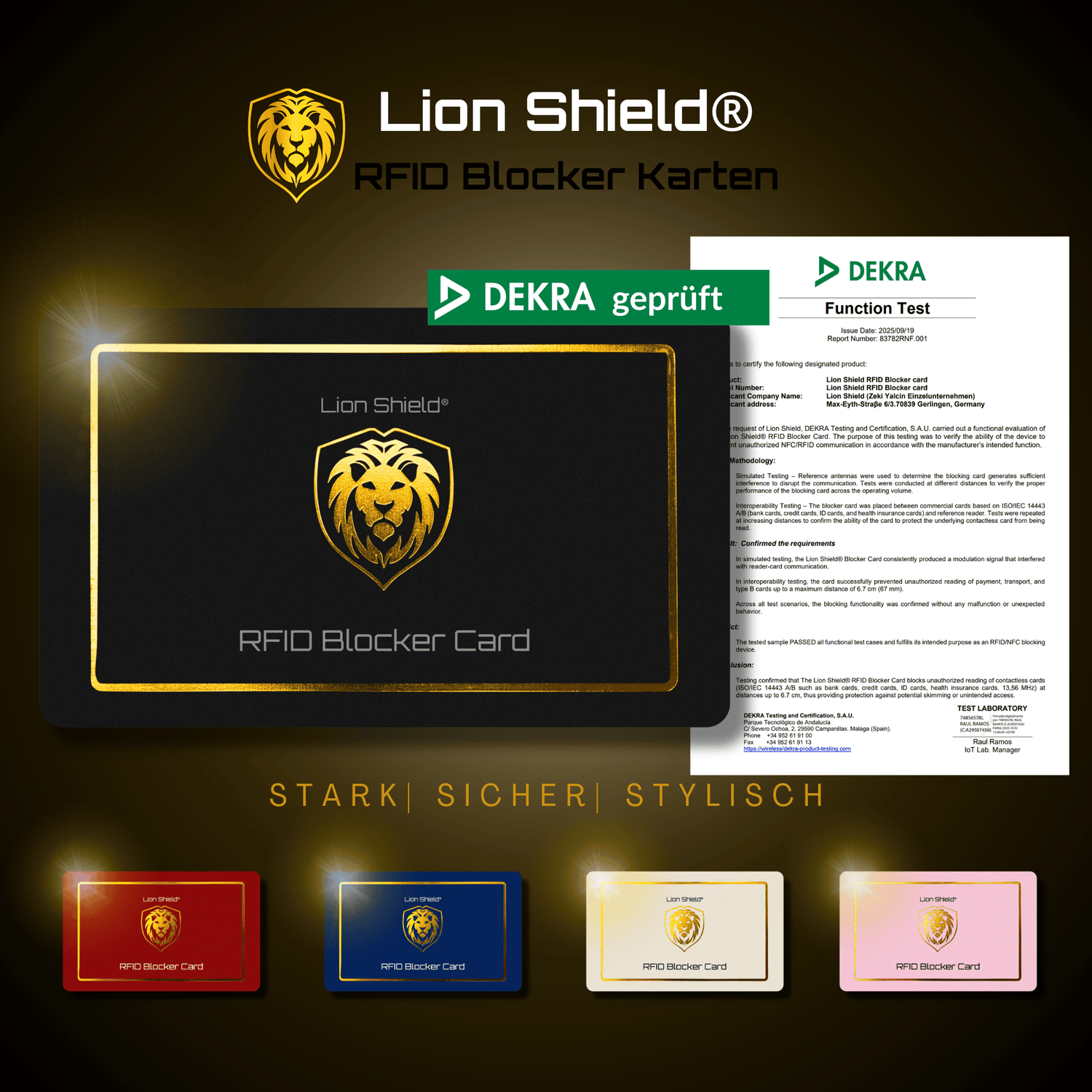 RFID Schutz Blocker Karte mit Varianten und Zertifikat